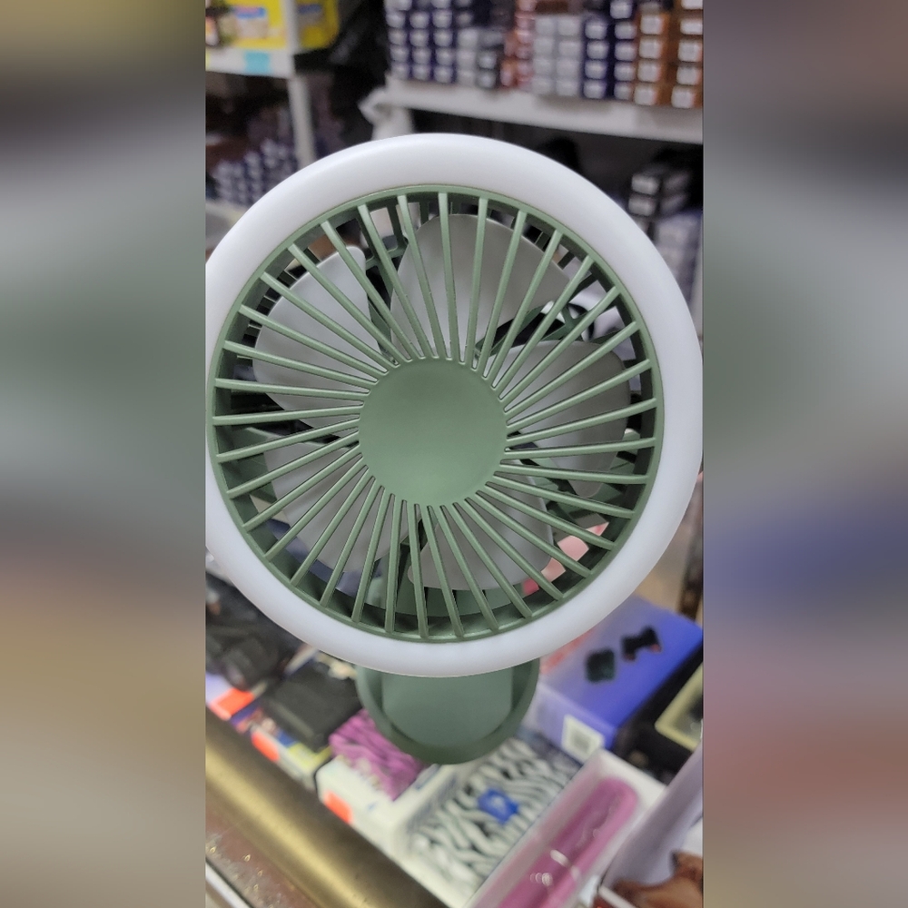 New In Box Portable Green Desk Fan W Light Usb Cable